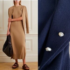 Altuzarra Margot Pearl Embellished Wool Midi Dress